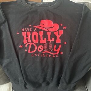 Black 'Holly Dolly Christmas' Sweatshirt